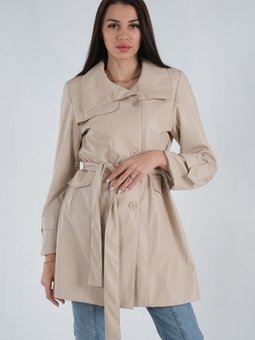 Taş Aimetrik Yaka Kuşaklı Deri Kap