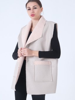 Taş Deri Biyeli İçi Tüylü Yelek