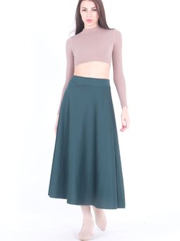 Zümrüt Yeşili A Kesim Scuba Uzun Etek