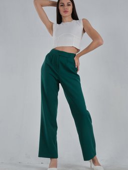 Zümrüt Yeşili Pensli Slouchy Pantolon