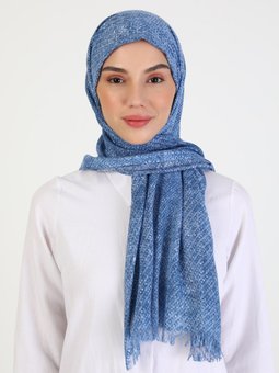 Polyester İndigo Şal