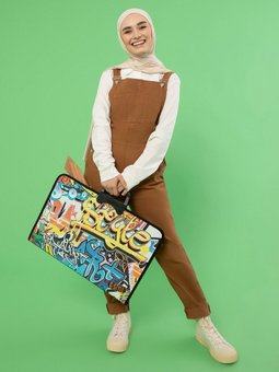 Cep Detaylı Kot Salopet Tulum Kahverengi