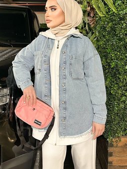 Kapak Cepli Kot Ceket 743 Açık Mavi