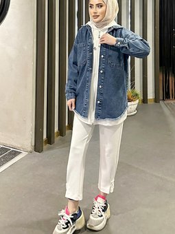 Kapak Cepli Kot Ceket 743 Koyu Mavi