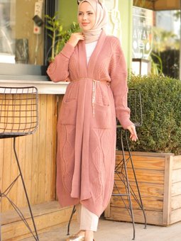 Şal Yaka Triko Hırka 747 Pudra