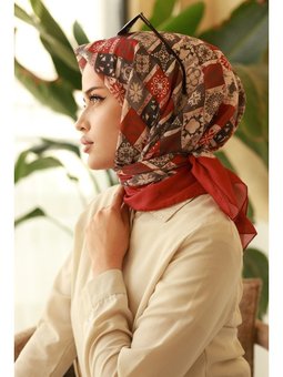 Vintage Desen Soft Bordo Eşarp