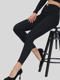 Siyah Yüksek Bel Dar Paça Pantolon