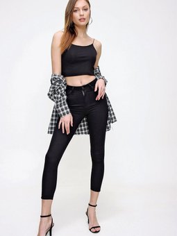 Siyah Yüksek Bel Kot Pantolon