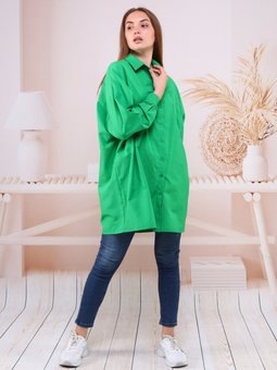 Düğmeli Uzun Yeşil Gömlek Tunik