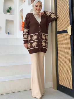 22212 Triko Hırka Kahverengi