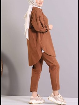 Çift Cepli Çıtçıtlı Oversize Gabardin Gömlek