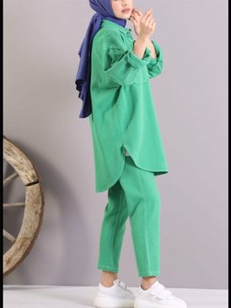 Çift Cepli Çıtçıtlı Oversize Gabardin Gömlek