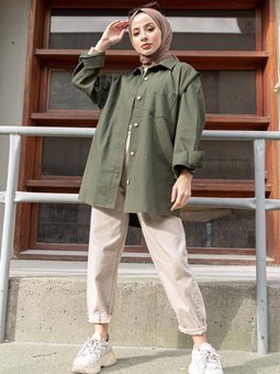 Çift Cepli Gabardin Gömlek