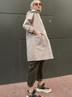 Gri Çift Cepli Gabardin Gömlek