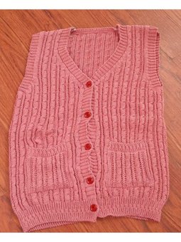 Anne Yeleği Büyük Beden Orta Yaş Ve Üzeri Triko Örgü V Yaka Cepli Burgu Desen Düğmeli Kışlık