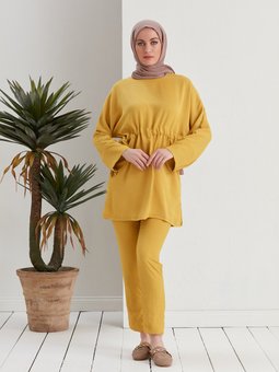 Bel Büzgülü İkili Takım Hardal