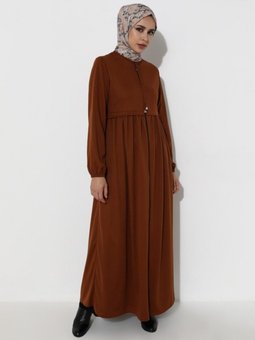 Boydan Fermuarlı Ferace Taba