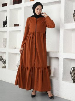 Boydan Fermuarlı Taba Ferace