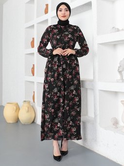 Desenli Kırmızı Elbise