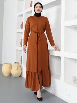 Fermuarlı Kuşaklı Taba Ferace