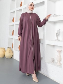 Fermuarlı Lila Ferace