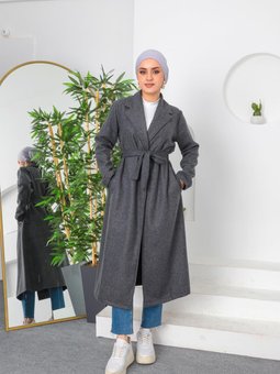 Antrasit V Yaka Kaşe Kaban