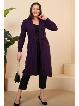 Tesettur Uzun Triko Kadin Anne Hirka Mürdüm