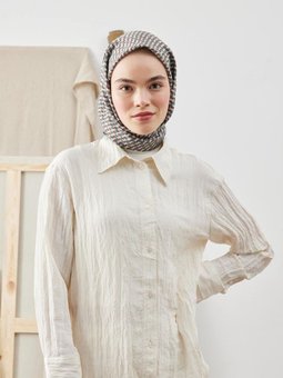 Geometrıc Desen Pamuk İpek Eşarp Okyanus