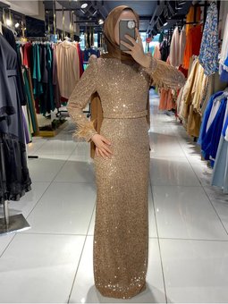 Pul Payet Balık Kesim Tesettür Abiye Elbise