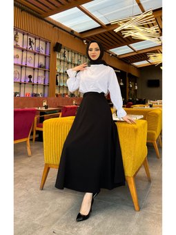 Maxi Boy 36 48 Beden Arası (s M L Xl) Altı Dikişli Dört Mevsim Skuba Krep Etek Siyah