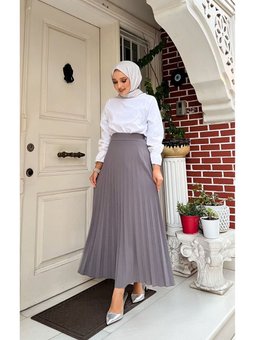 Piliseli Kloş Kalıp,(s M L Xl 36 48 Beden Aralığında),gri Skuba Krep Etek