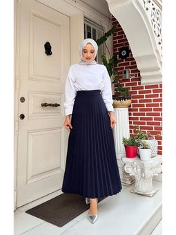 Piliseli Kloş Kalıp,(s M L Xl 36 48 Beden Aralığında),lacivert Skuba Krep Etek