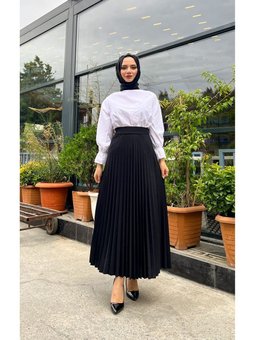 Piliseli Kloş Kalıp,(s M L Xl 36 48 Beden Aralığında),siyah Skuba Krep Etek