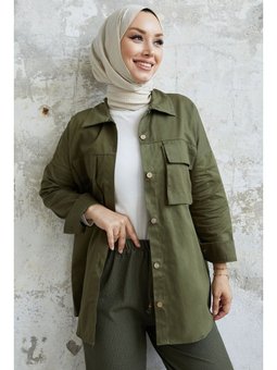 Marley Torba Cep Detay Haki Ceket