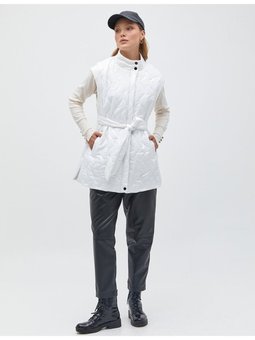 Dik Yaka Şişme Yelek Beyaz