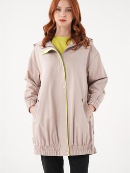 Etek Ucu Lastikli Kısa Kil Trençkot