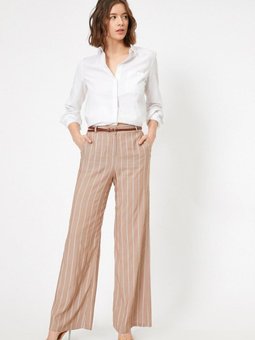 Bej Çizgili Pantolon