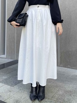 Cep Detaylı Kloş Keten Etek