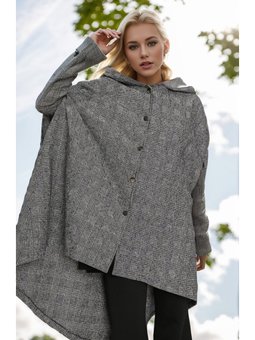 Kapüşonlu Kaşe Lacivert Panço