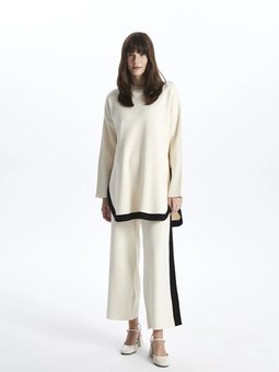 Lcw Modest Beli Lastikli Çizgili Triko Pantolon