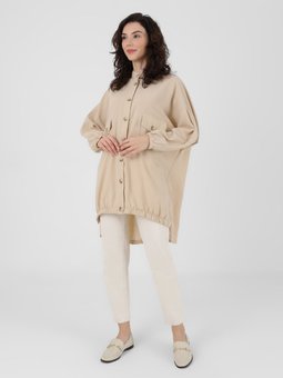 Düğme Detaylı Bej Tunik