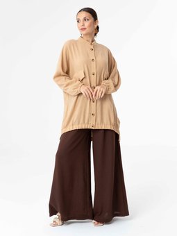 Düğme Detaylı Latte Tunik
