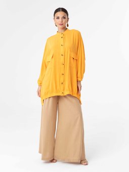 Düğme Detaylı Turuncu Tunik