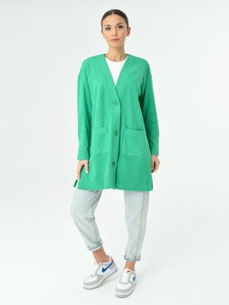 Düğmeli Yeşil Hırka