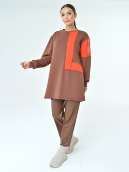 Zincir Detaylı Kahverengi Tunik