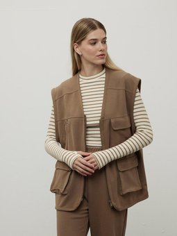 Cepli Rahat Yelek Kahverengi