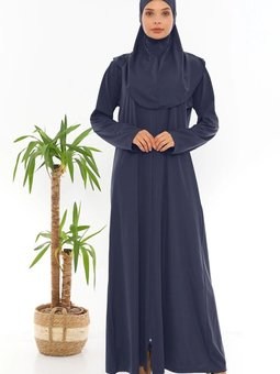 Lacivert Fermuarlı Tek Parça Namaz Elbisesi