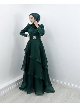 Merveplume Janjan Katlı Abiye Elbise