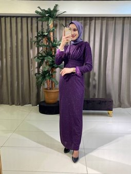 Simli Kalem Abiye Elbise