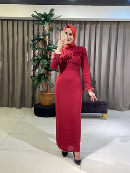 Simli Kalem Abiye Elbise